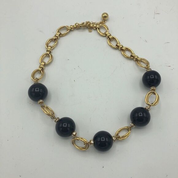 Kate Spade Black Gold Rhinestone Statement Jewelry‎ Ball Round - Picture 5 of 5